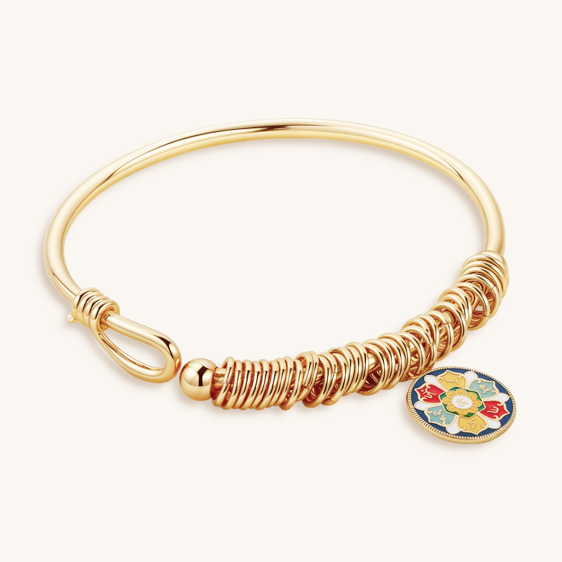 Six Syllable Mantra Round Charm Bracelet
