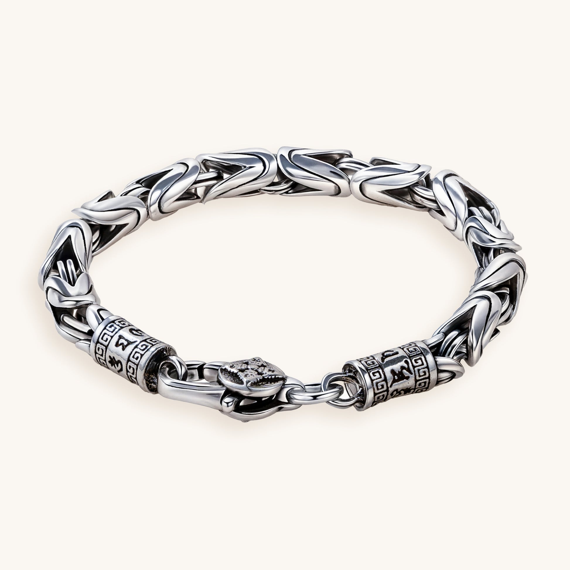 Six Syllable Mantra & Vajra Silver Bracelet