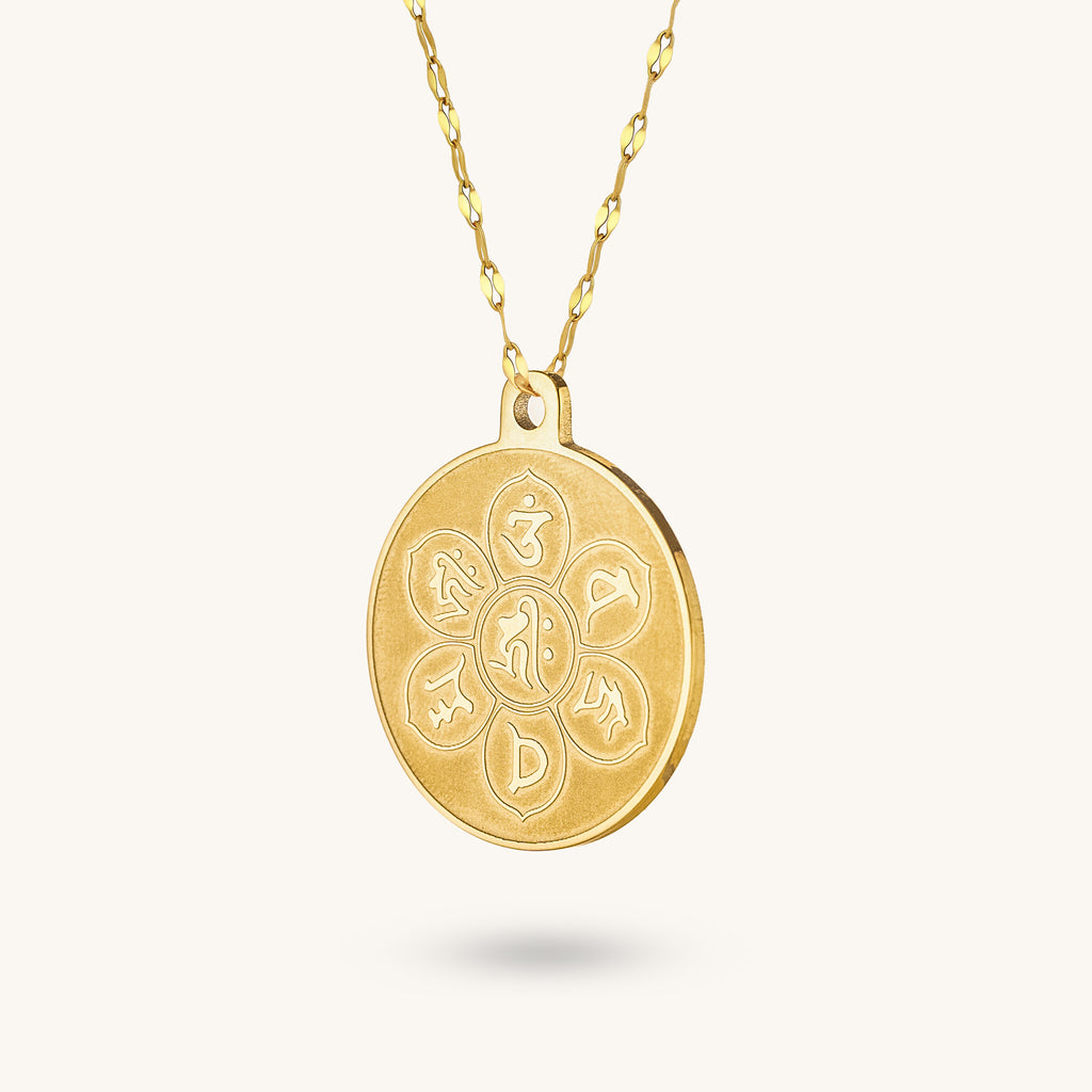 Mantra Guardian Pendant Necklace, 'Om & Compassion'