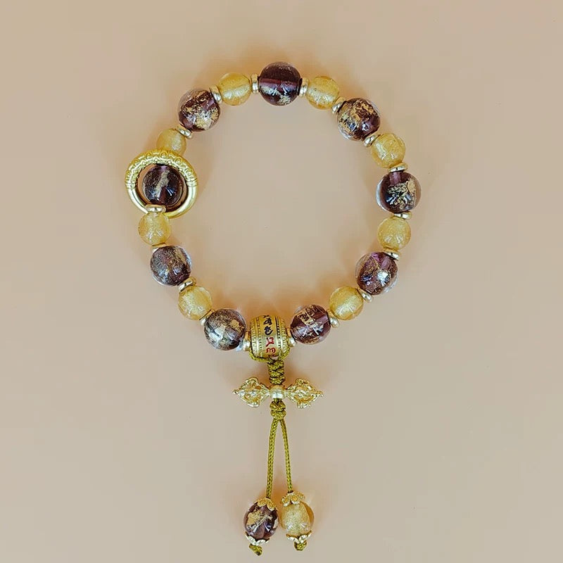 Vajra Obsidian Bracelet, 'Thunderbolt Guardian'