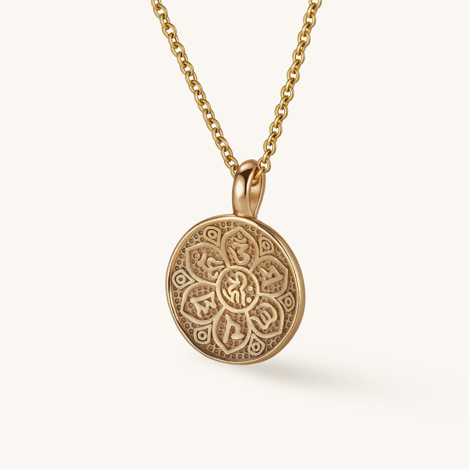 Petal-Like Buddhist Scriptures Round Pendant – Bloom of Wisdom