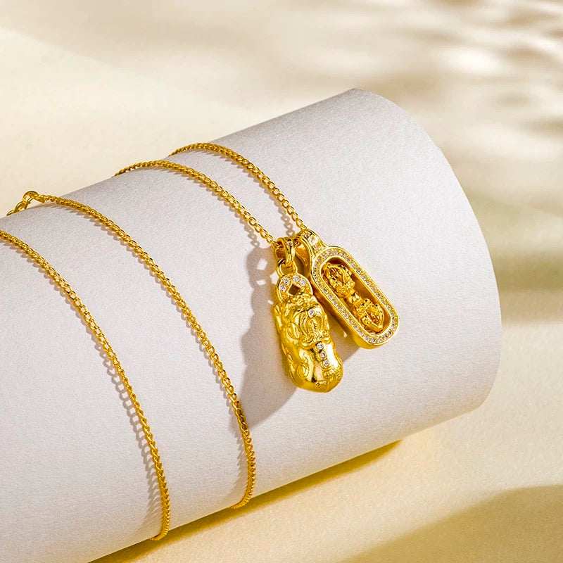 Imperial Vajra Pi Xiu Necklace, 'Thunder & Treasure'