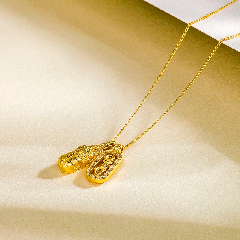 Imperial Vajra Pi Xiu Necklace, 'Thunder & Treasure'