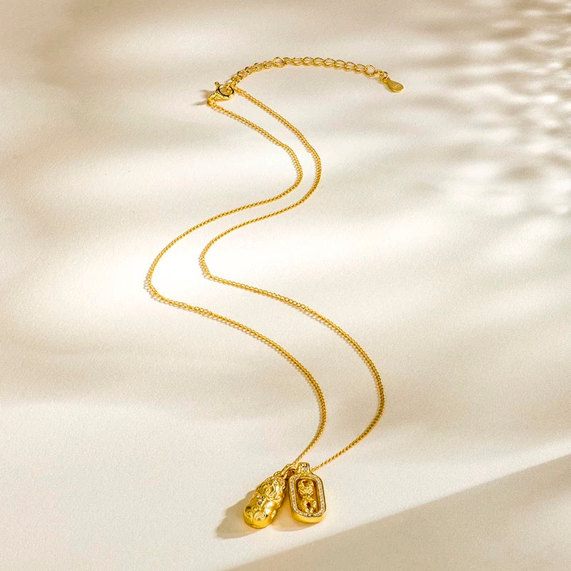 Imperial Vajra Pi Xiu Necklace, 'Thunder & Treasure'