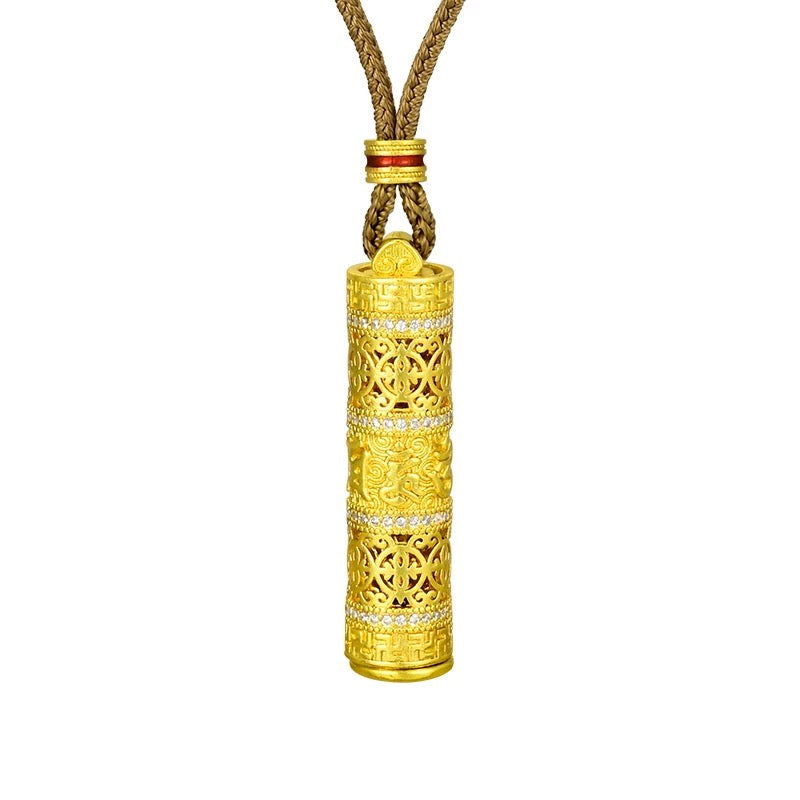 Spinning Mandala Buddha Necklace, 'Sacred Radiance'