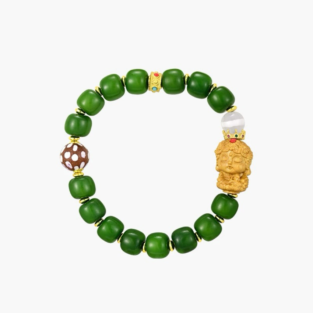 Ethnic Revival Bracelet, 'Bodhi & Agate Wisdom'