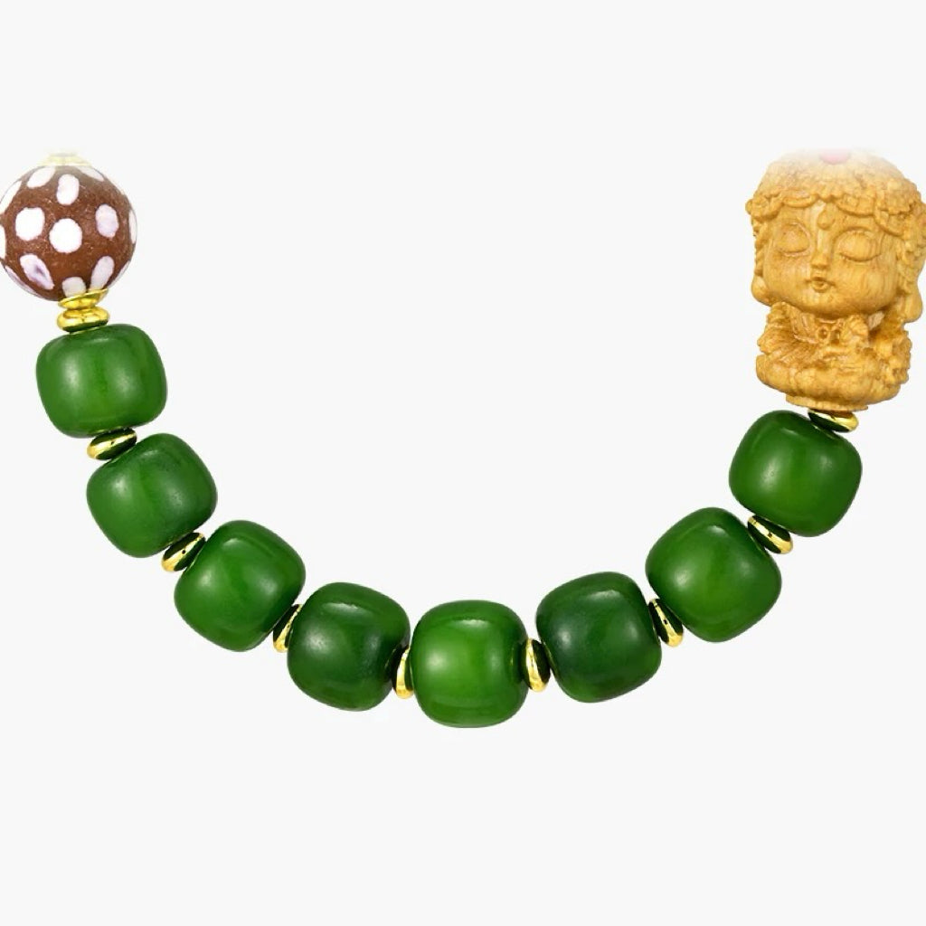 Ethnic Revival Bracelet, 'Bodhi & Agate Wisdom'