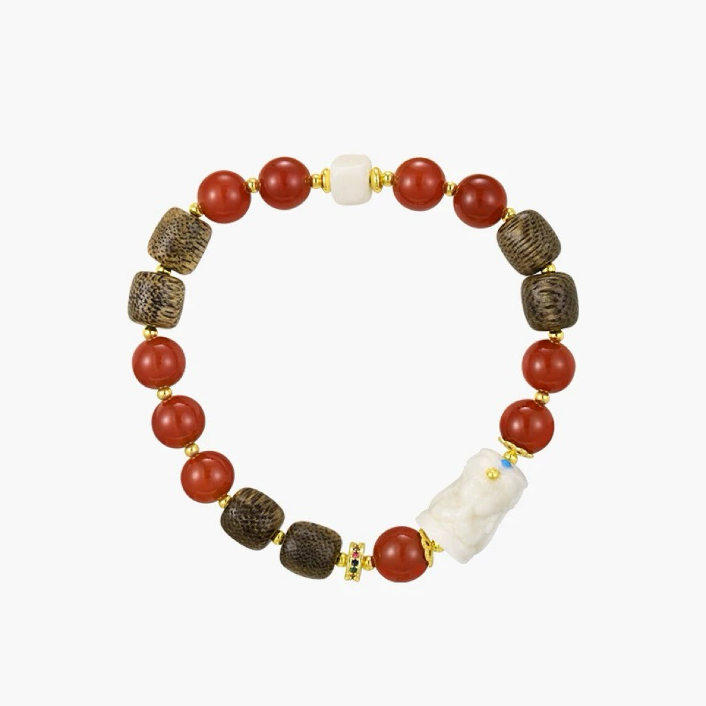 Ethnic Revival Bracelet, 'Bodhi & Agate Wisdom'