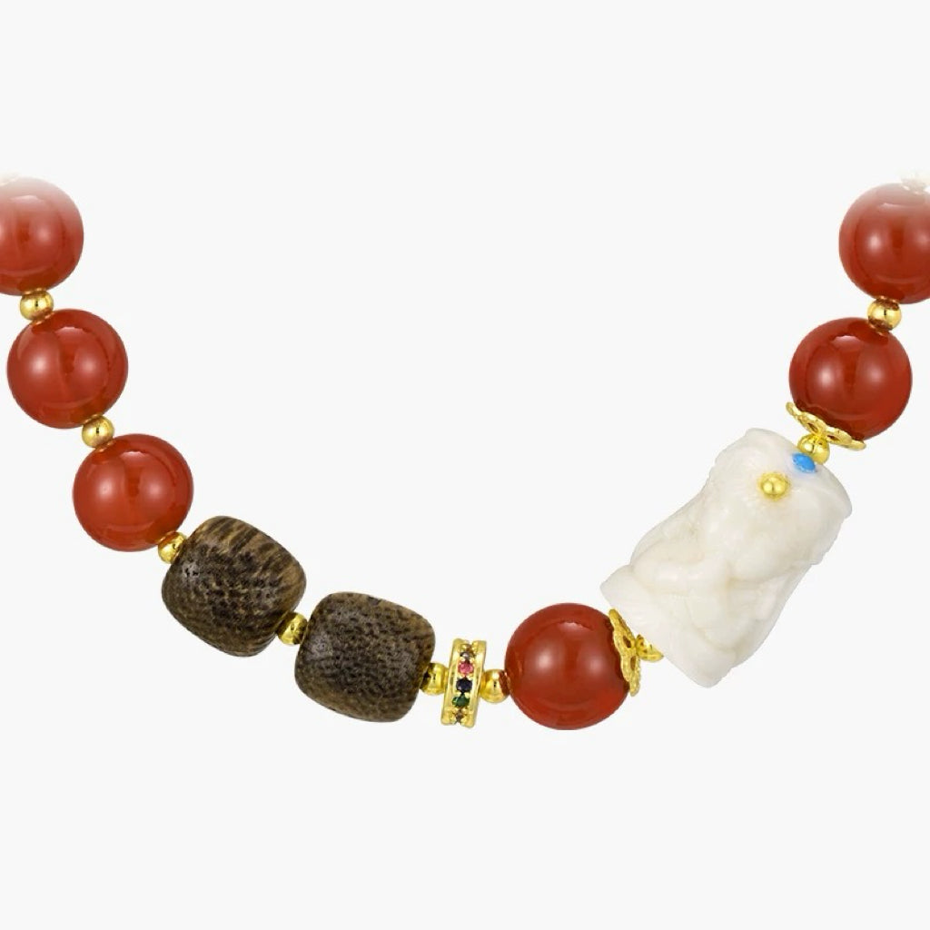 Ethnic Revival Bracelet, 'Bodhi & Agate Wisdom'
