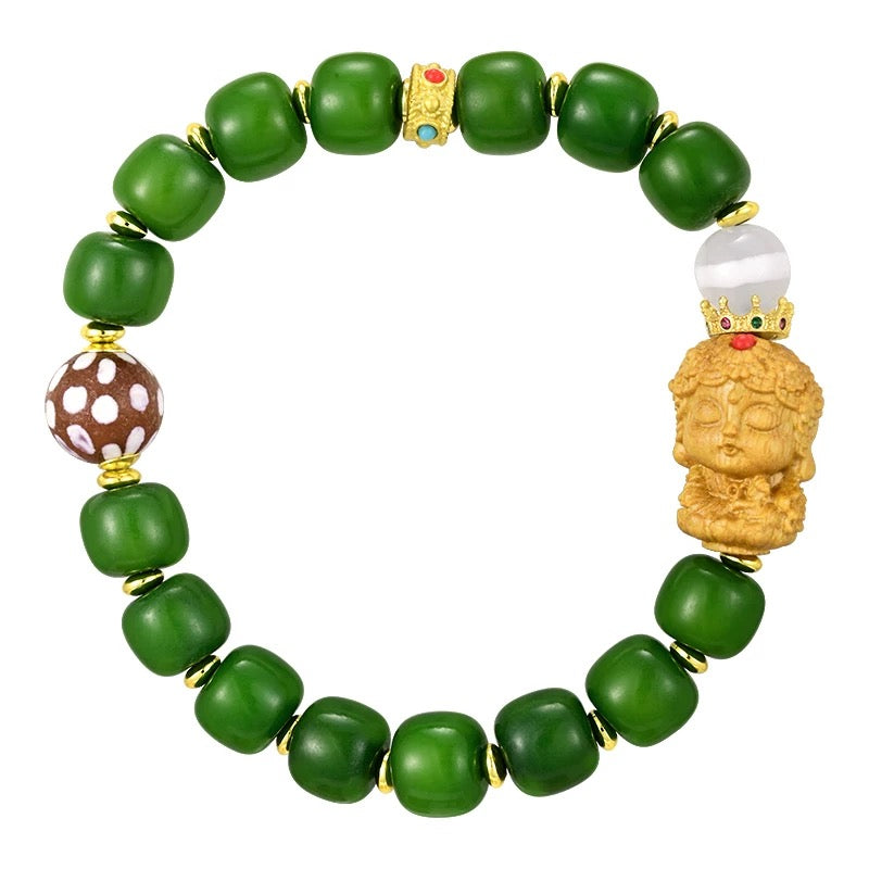 Ethnic Revival Bracelet, 'Bodhi & Agate Wisdom'