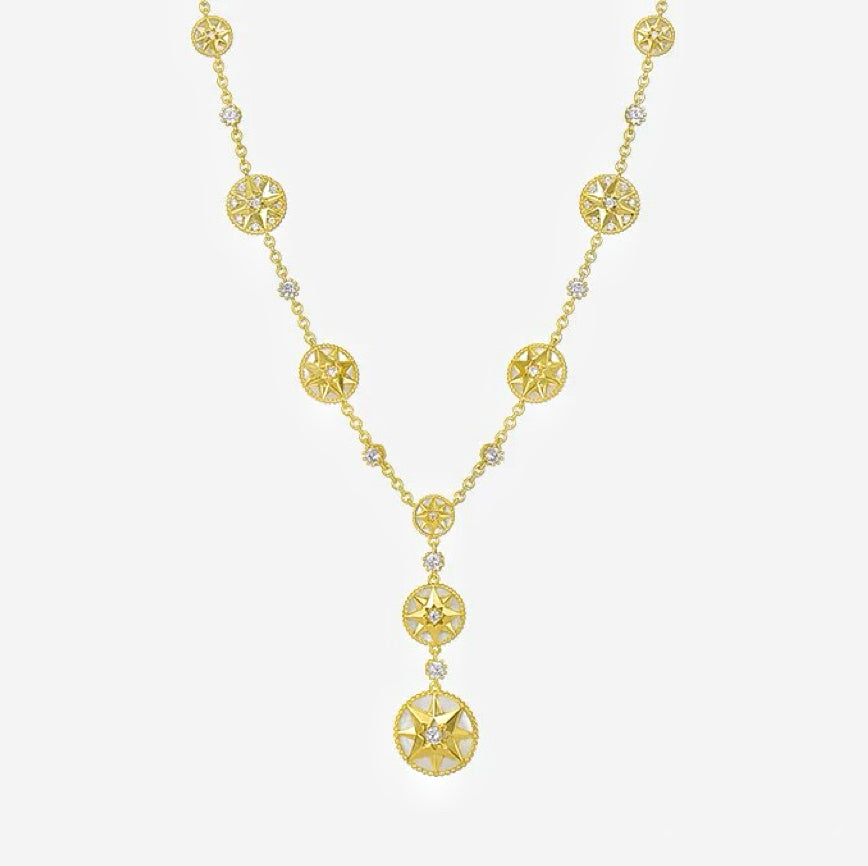 Double Mother-of-Pearl Compass Necklace, 'Guiding Light'