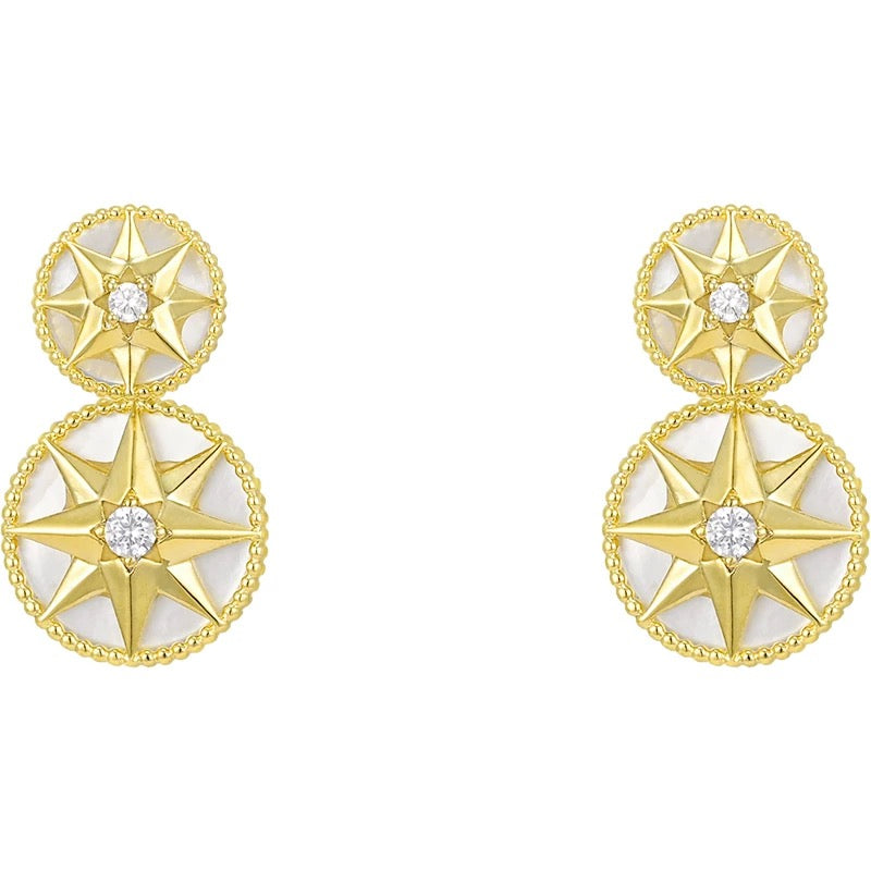 Double Mother-of-Pearl Compass Necklace, 'Guiding Light'