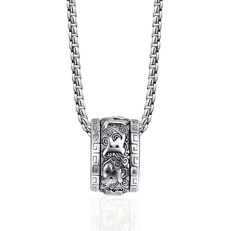 Tibetan Mantra Titanium Necklace, 'Thunderbolt Blessings'