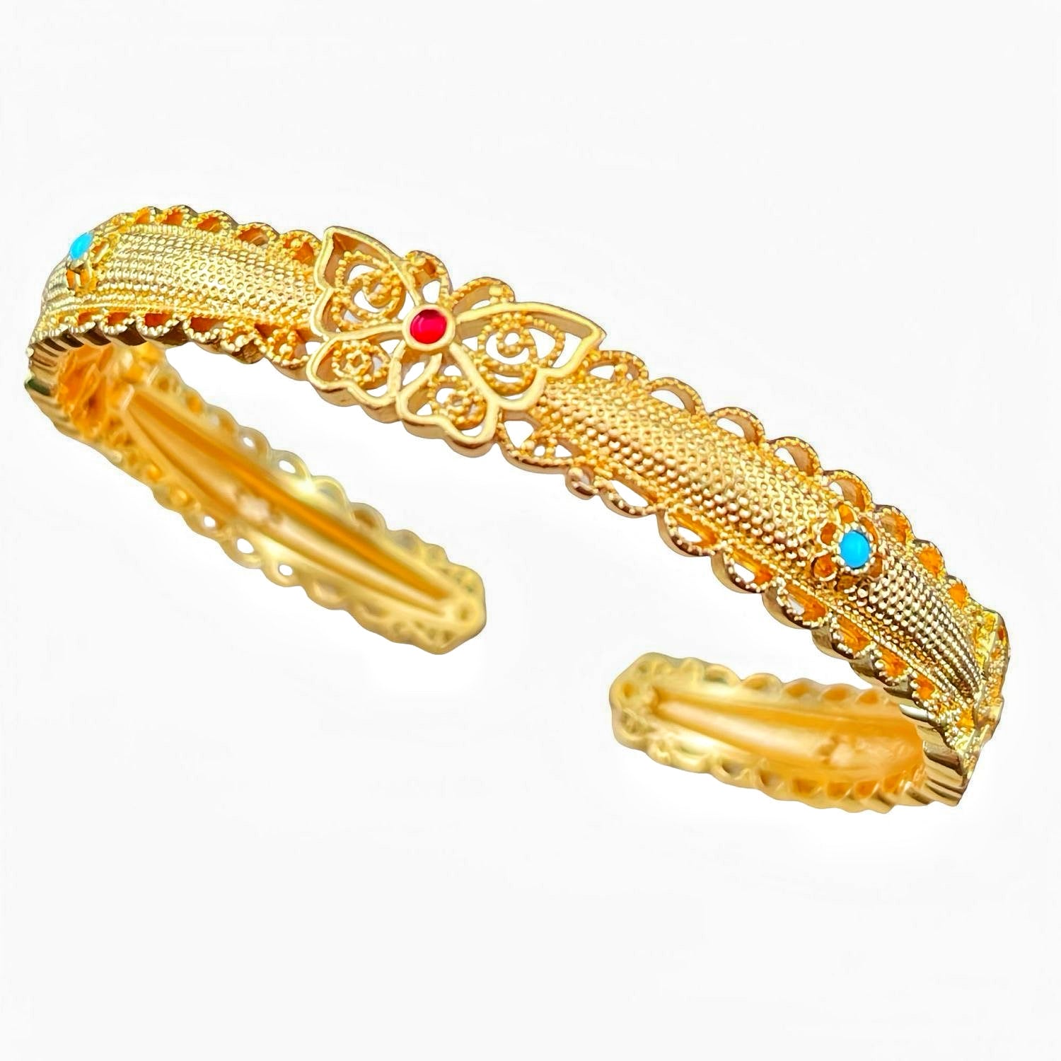 Enamel Filigree Butterfly Cuff Bracelet, 'Wings of Grace'