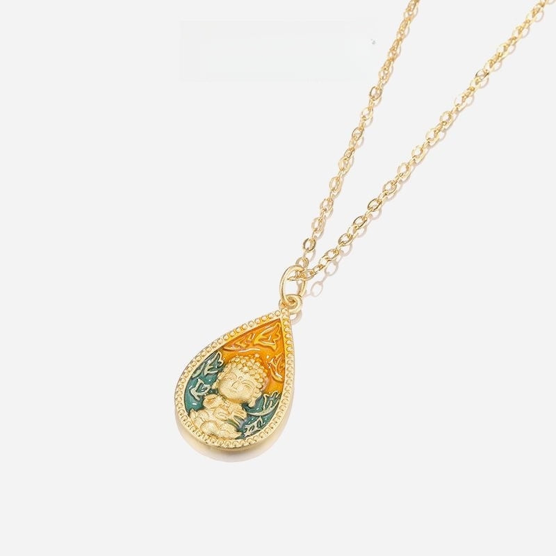 Mini Buddha & Ruyi Charm Necklace, 'Wishful Spirit'