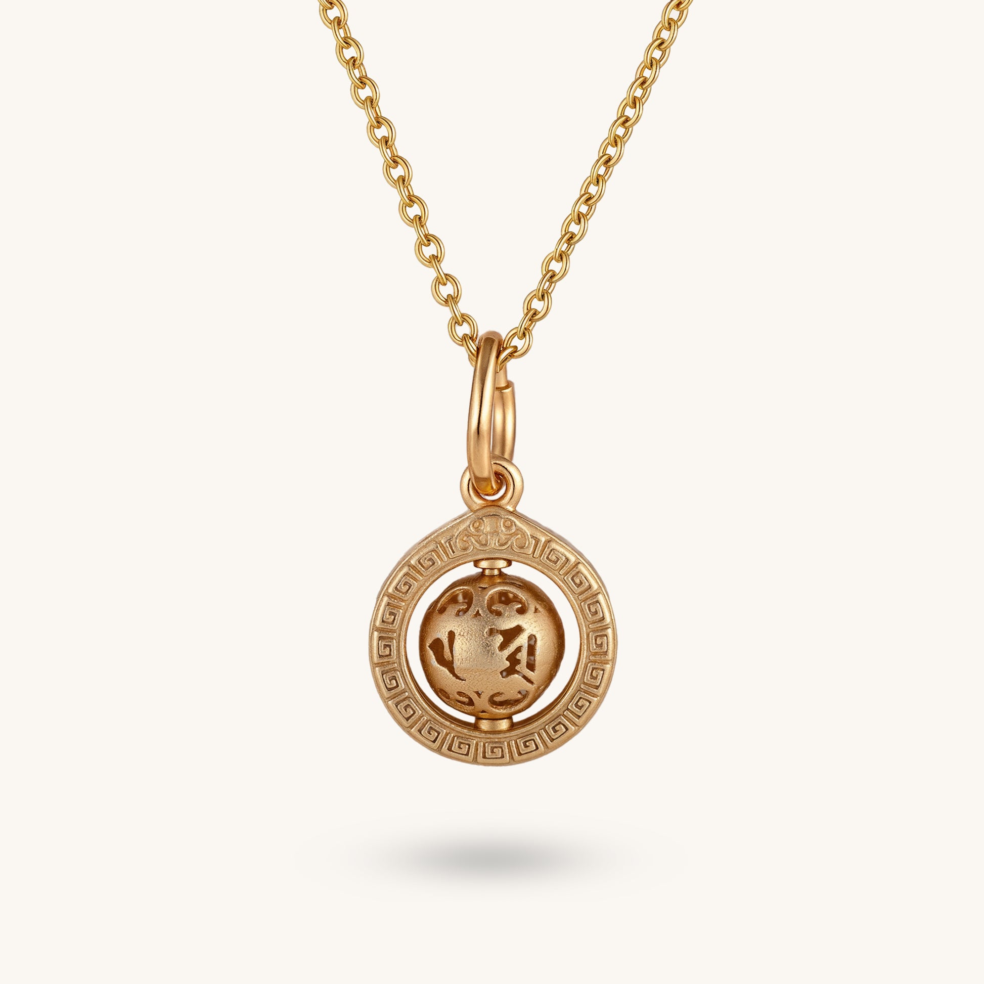 Six Syllable Mantra Spinning Globe & Ring Pendant – Dynamic Spiritual Harmony