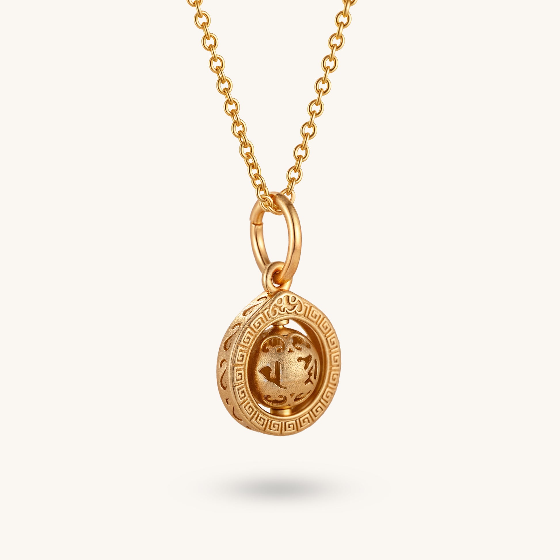 Six Syllable Mantra Spinning Globe & Ring Pendant – Dynamic Spiritual Harmony