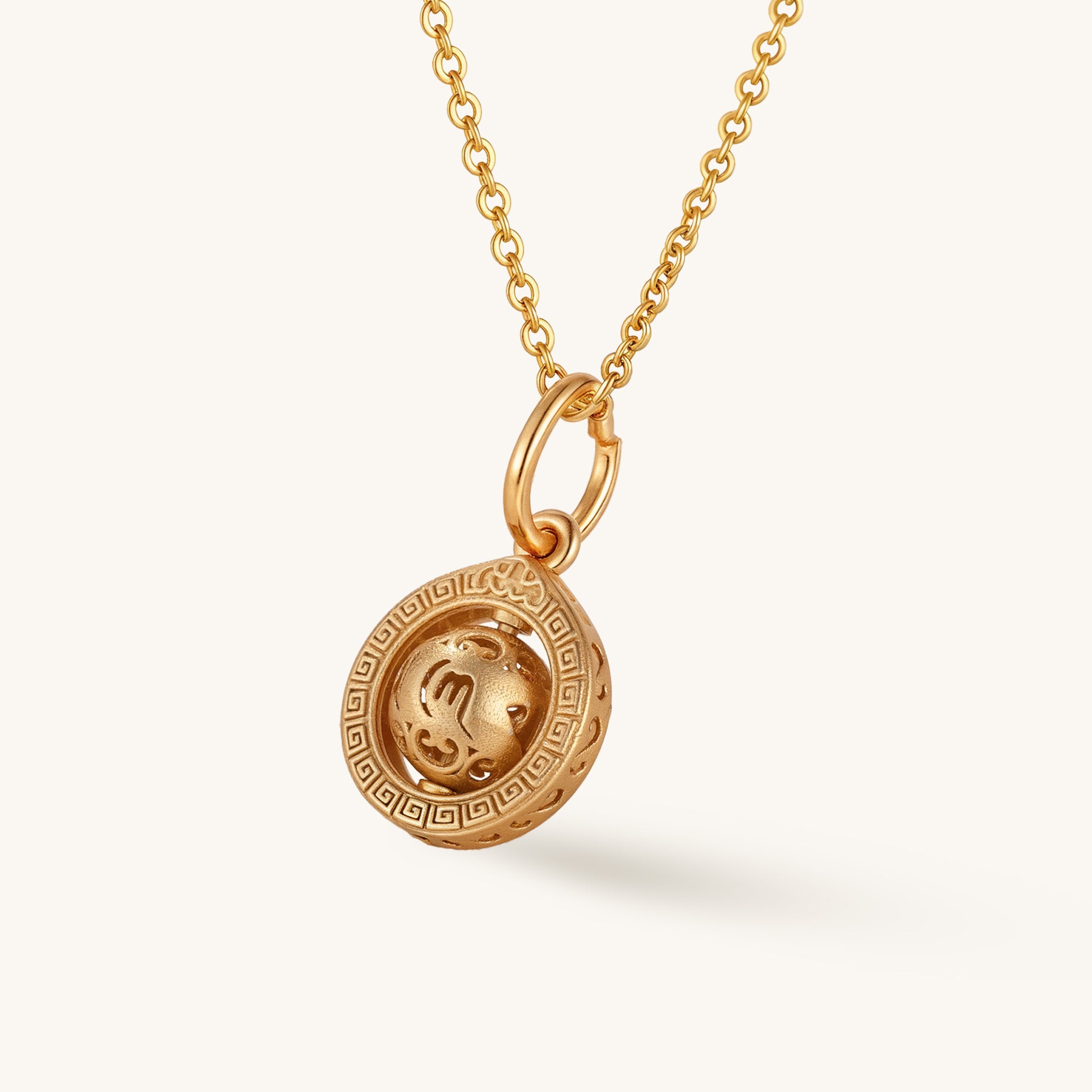 Six Syllable Mantra Spinning Globe & Ring Pendant – Dynamic Spiritual Harmony