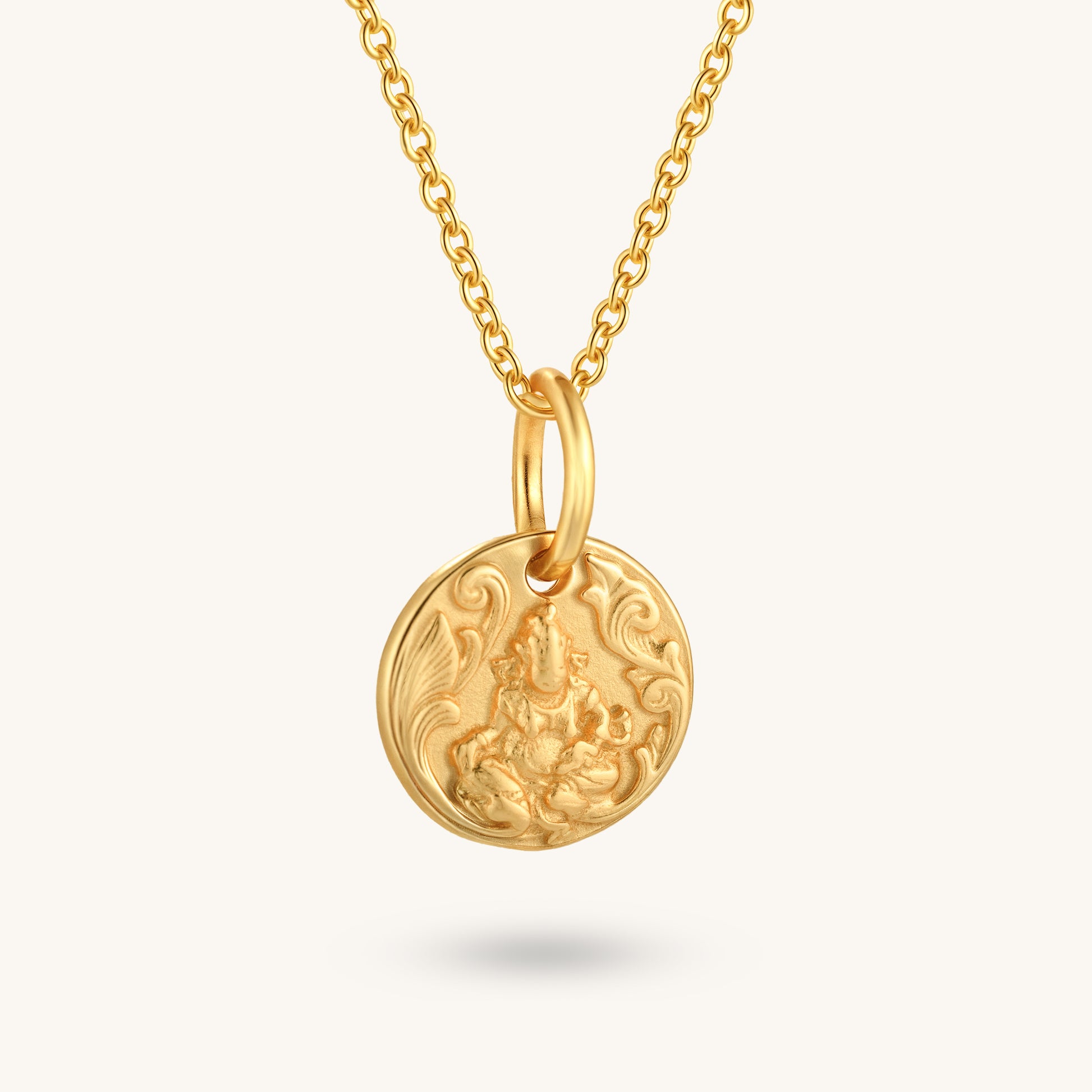 Yellow Jambhala Circular Statue Pendant – Embodiment of Wealth & Power