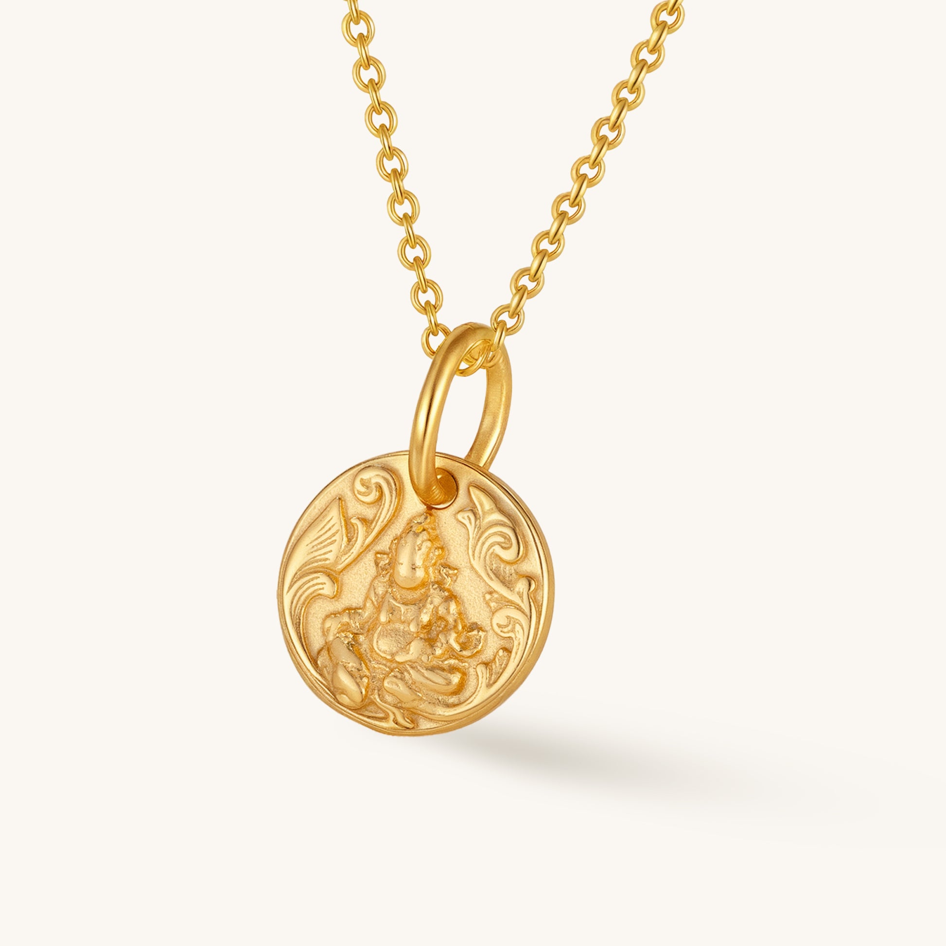 Yellow Jambhala Circular Statue Pendant – Embodiment of Wealth & Power