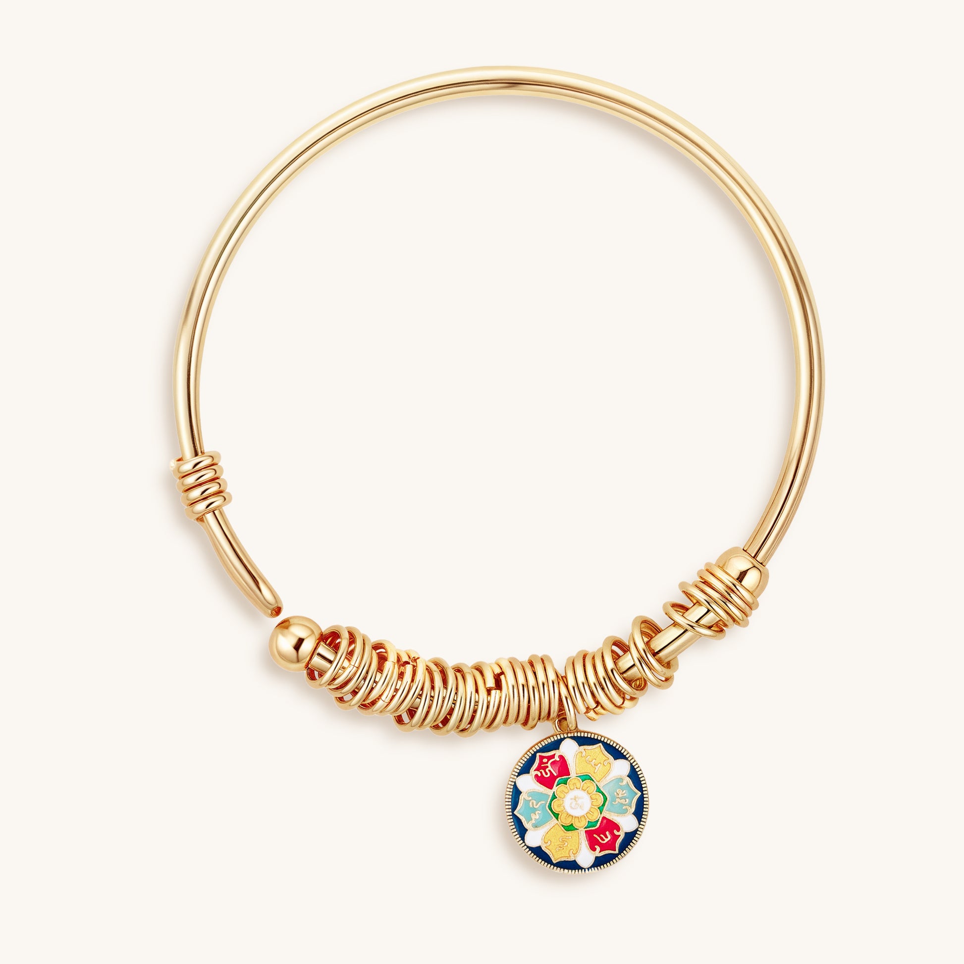 Six Syllable Mantra Round Charm Bracelet