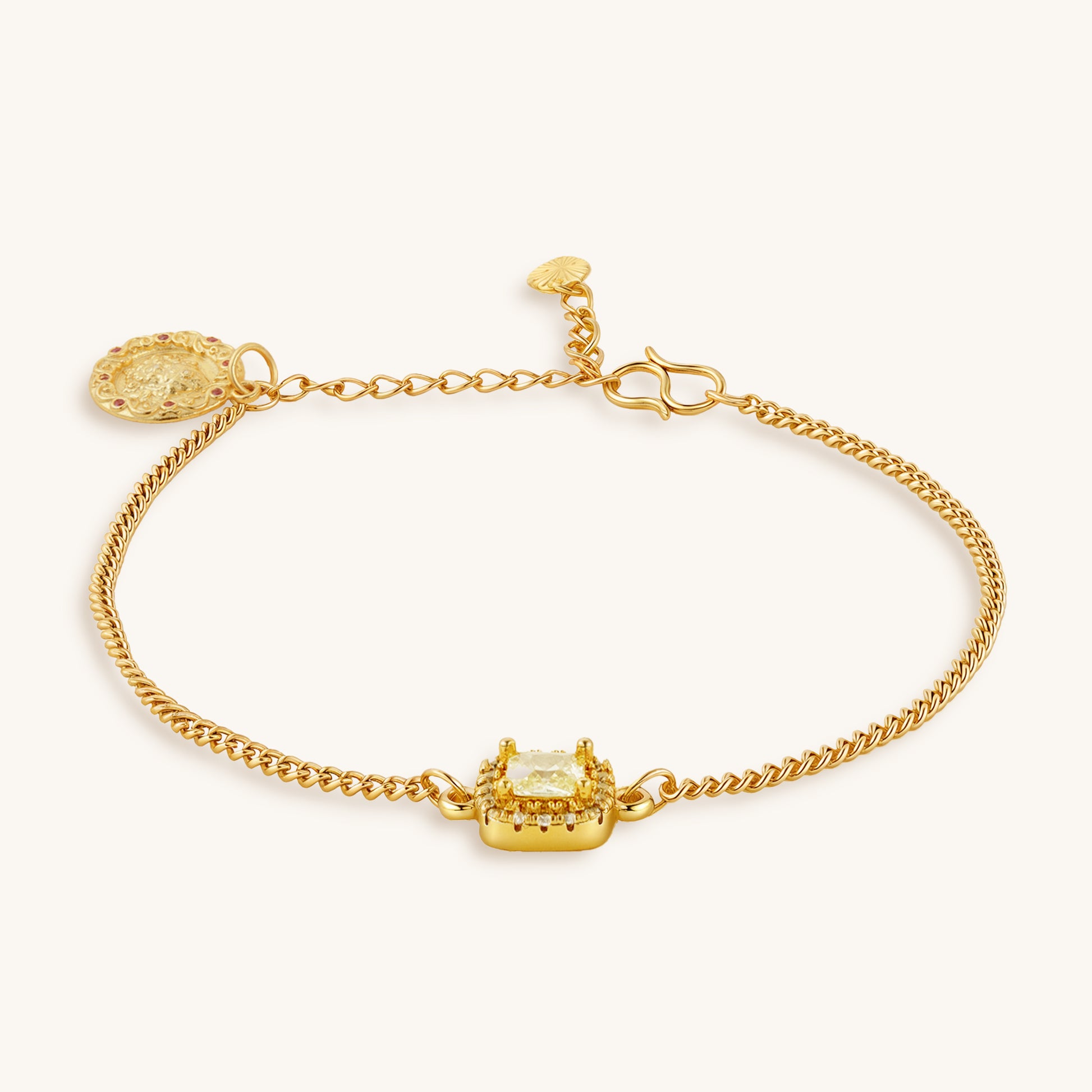 Yellow Crystal Cube & Yellow Jambhala Golden Bracelet