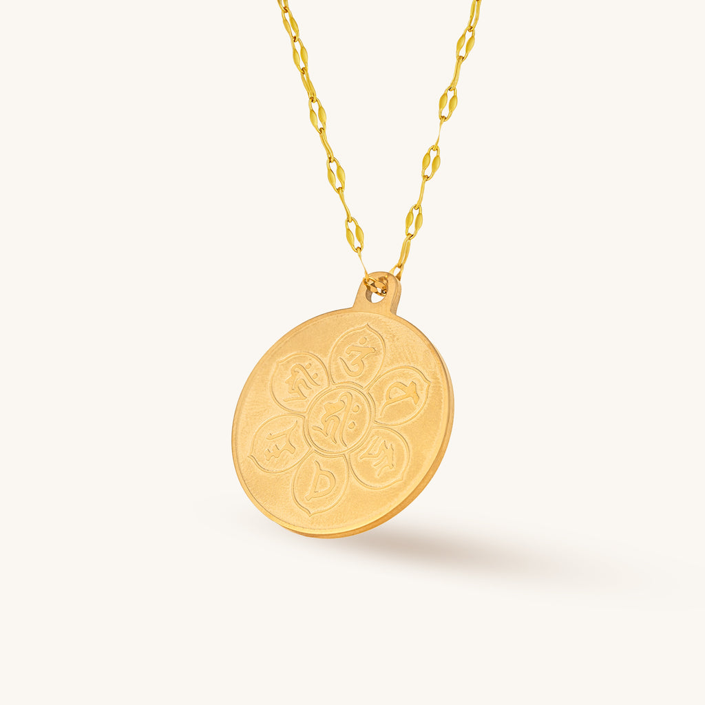 Mantra Guardian Pendant Necklace, 'Om & Compassion'