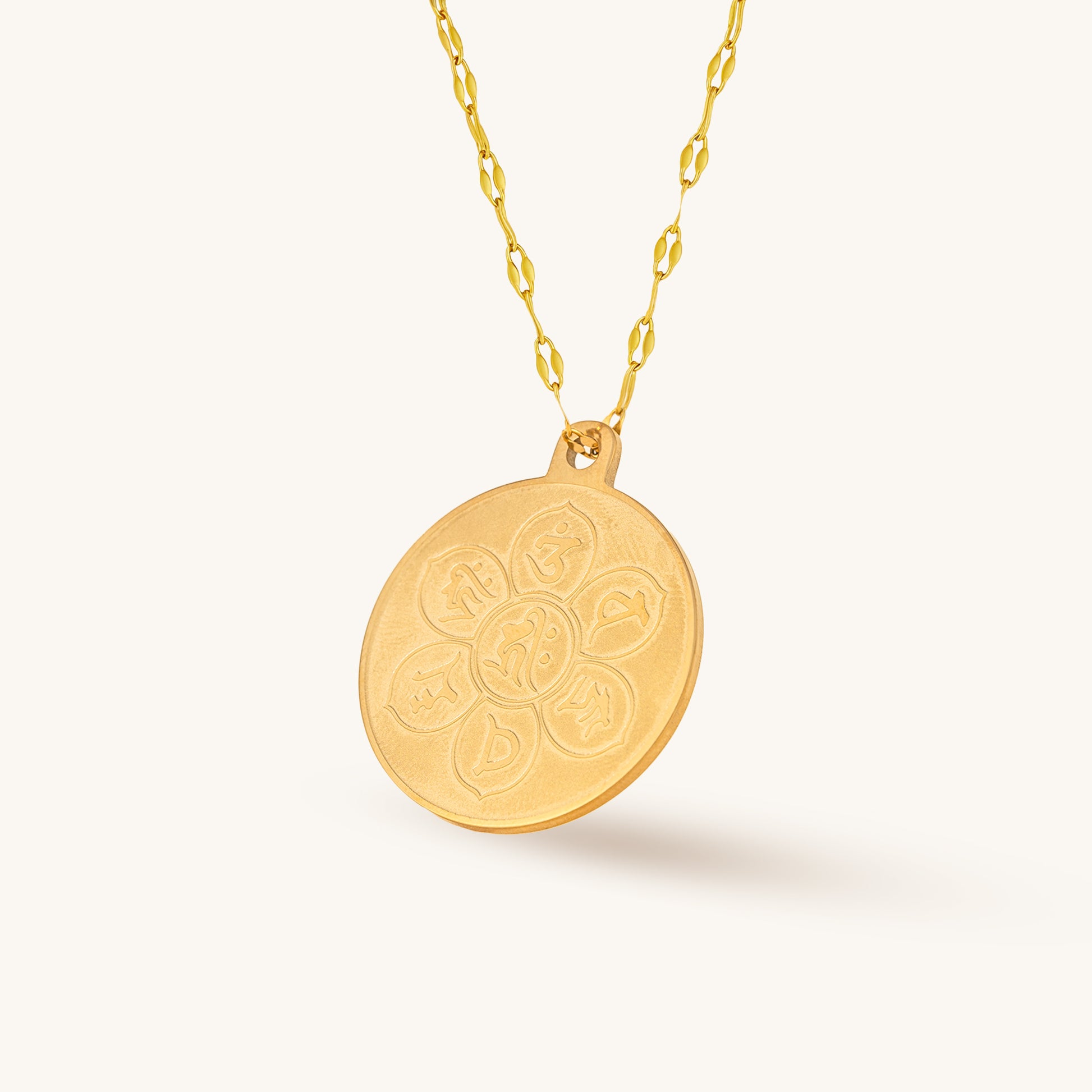 Mantra Guardian Pendant Necklace, 'Om & Compassion'