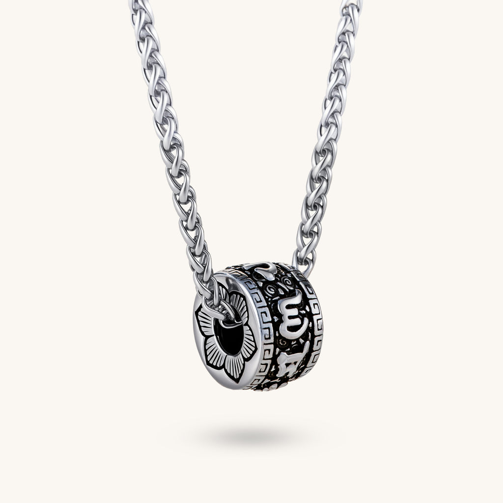 Rotating Prayer Wheel Pendant, 'Mantra Guardian'