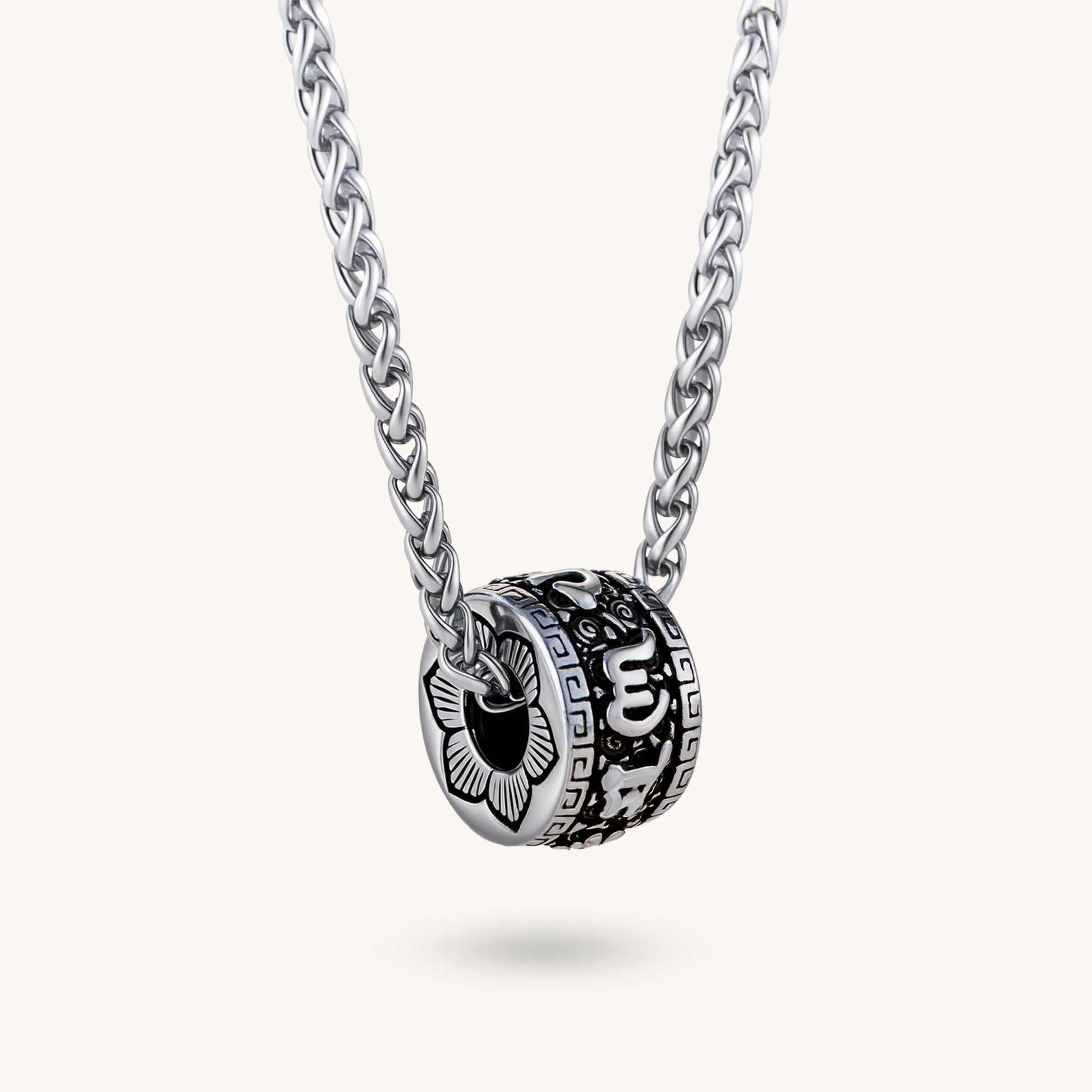 Rotating Prayer Wheel Pendant, 'Mantra Guardian'