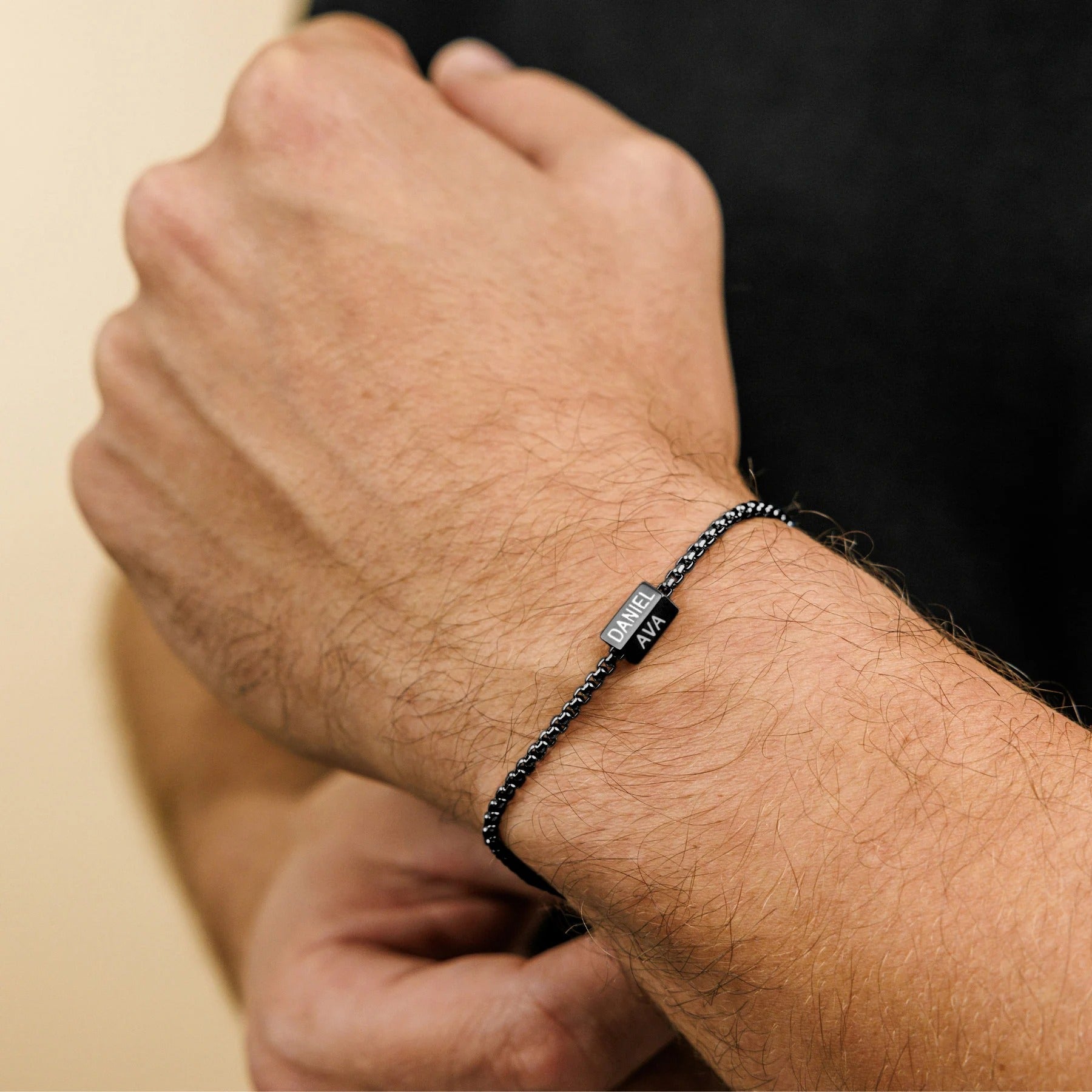 Custom 4-Side Engraved Gold Chain Bracelet | Boyfriend/Husband Gift