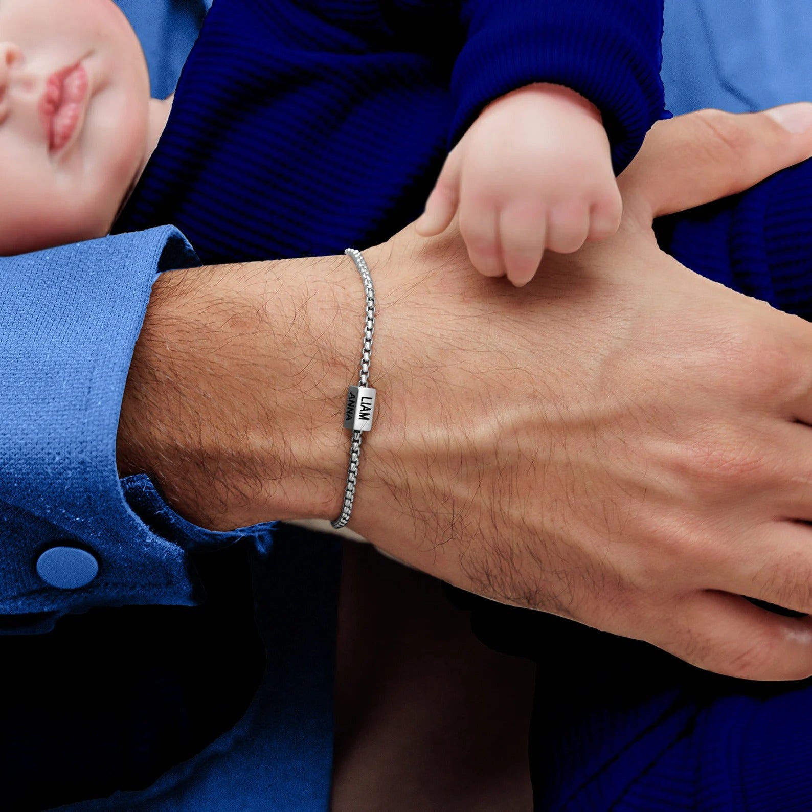 Custom 4-Side Engraved Gold Chain Bracelet | Boyfriend/Husband Gift