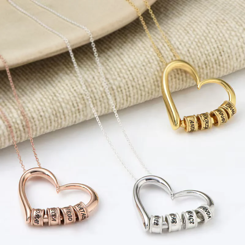 Custom Bead Charm Heart Necklace