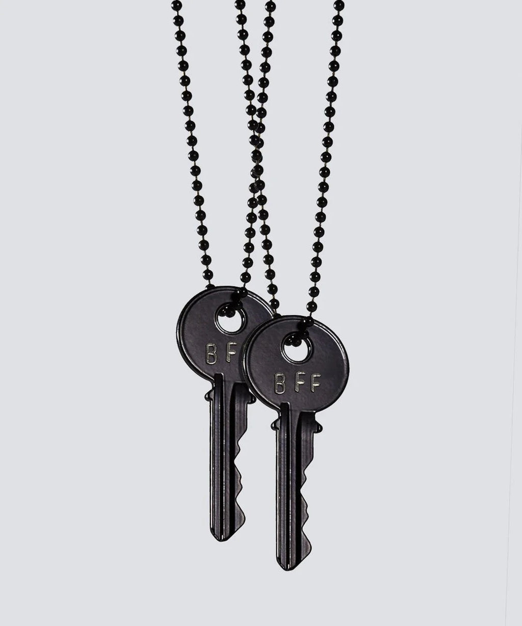 Custom Best Friend Matte Black Key Necklace Set