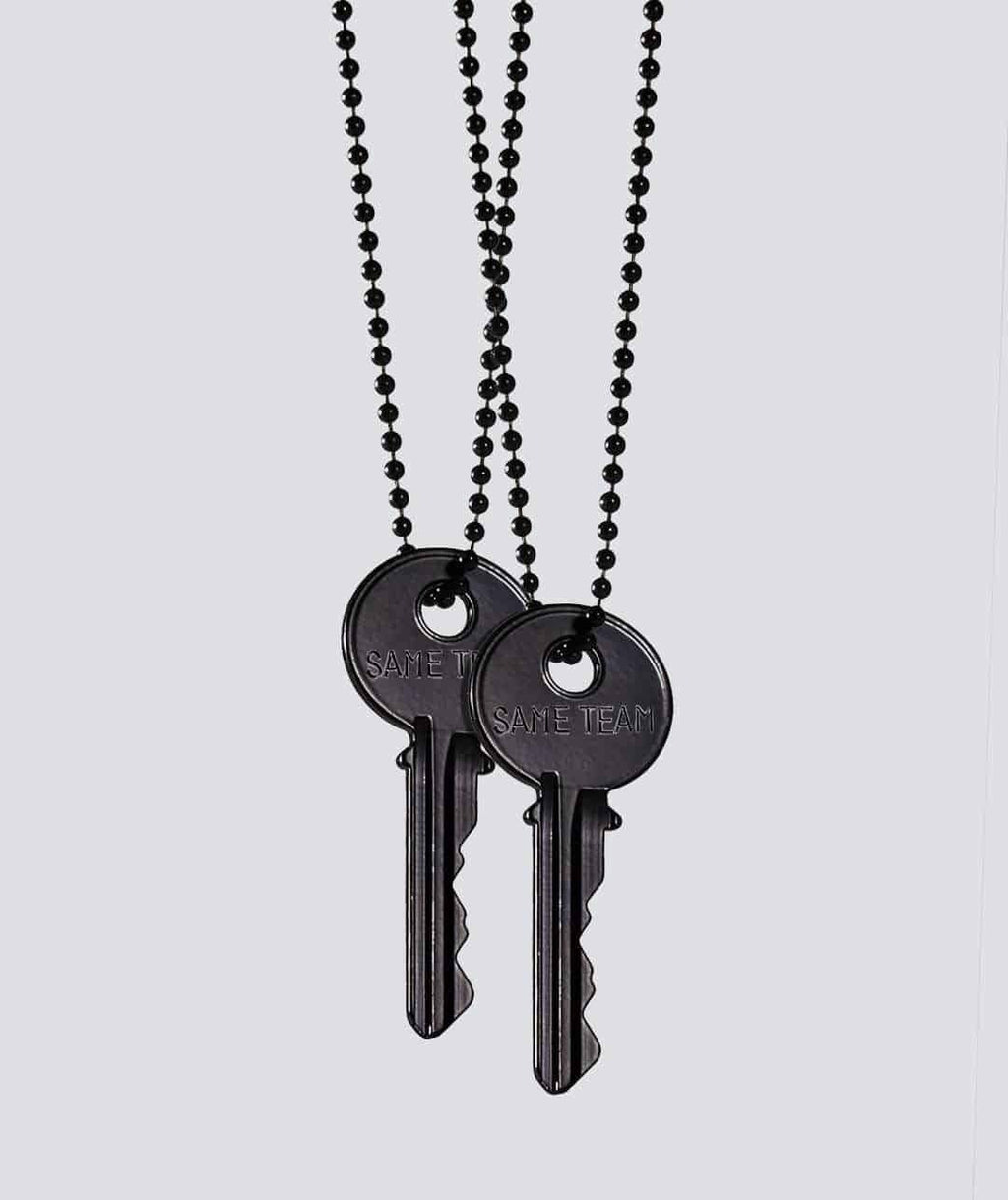 Custom Best Friend Matte Black Key Necklace Set