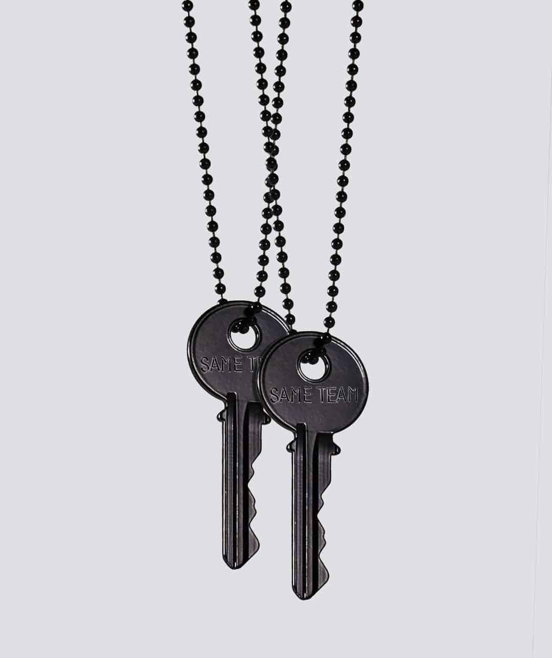 Custom Best Friend Matte Black Key Necklace Set