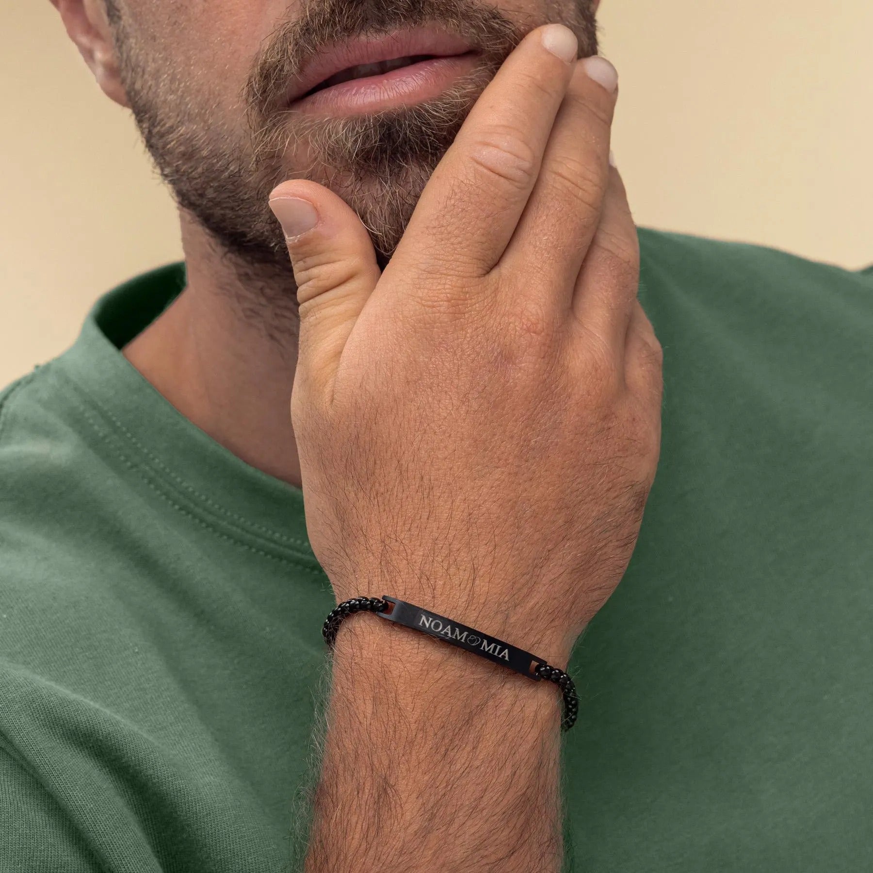 Custom Engraved Black Bar Bracelet