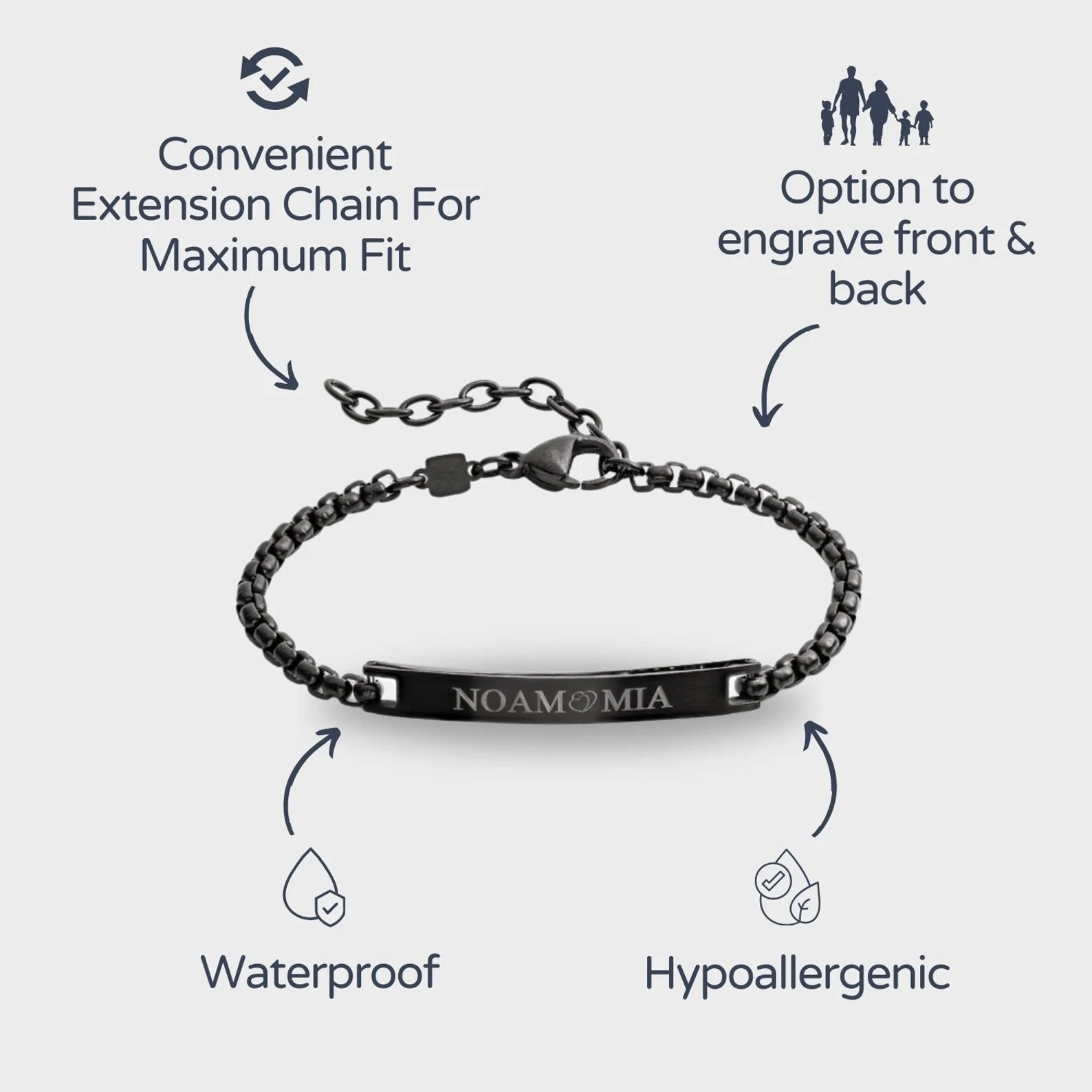 Custom Engraved Black Bar Bracelet