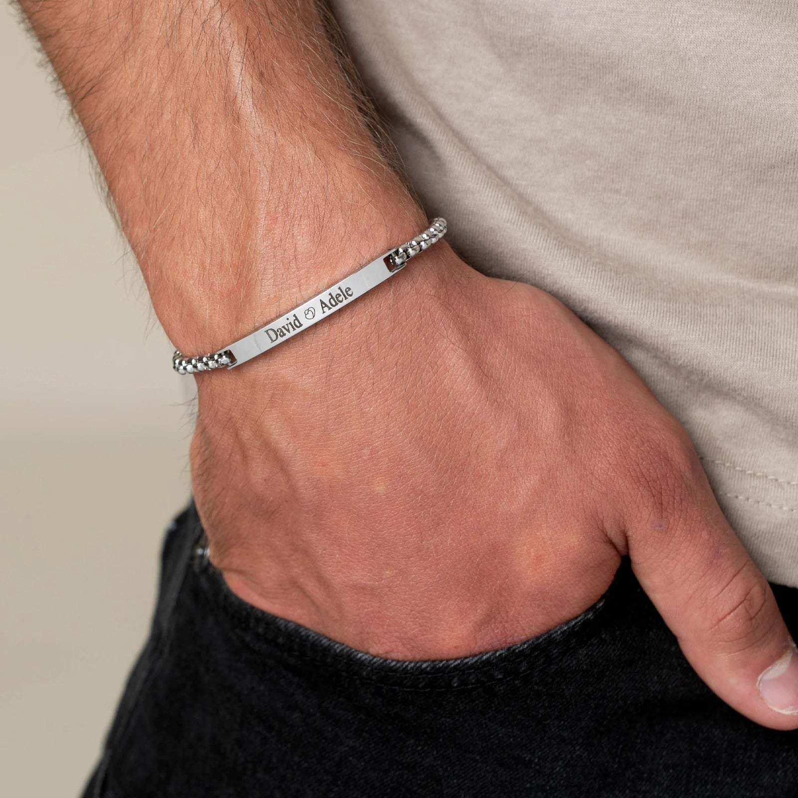 Custom Engraved Black Bar Bracelet