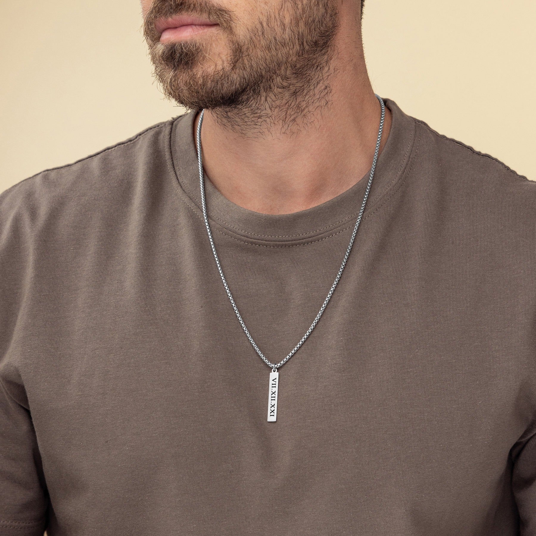 Custom Engraved Bar Pendant Necklace