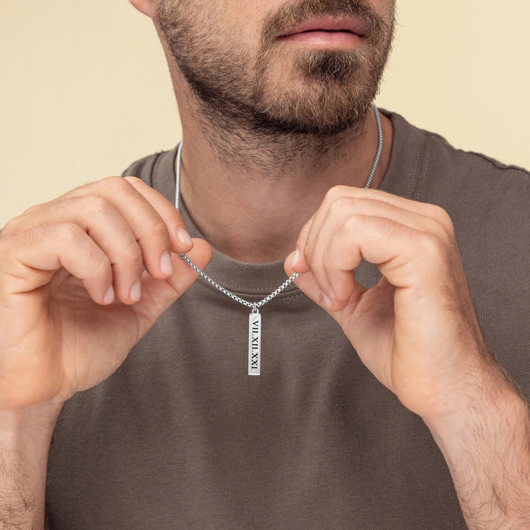 Custom Engraved Bar Pendant Necklace