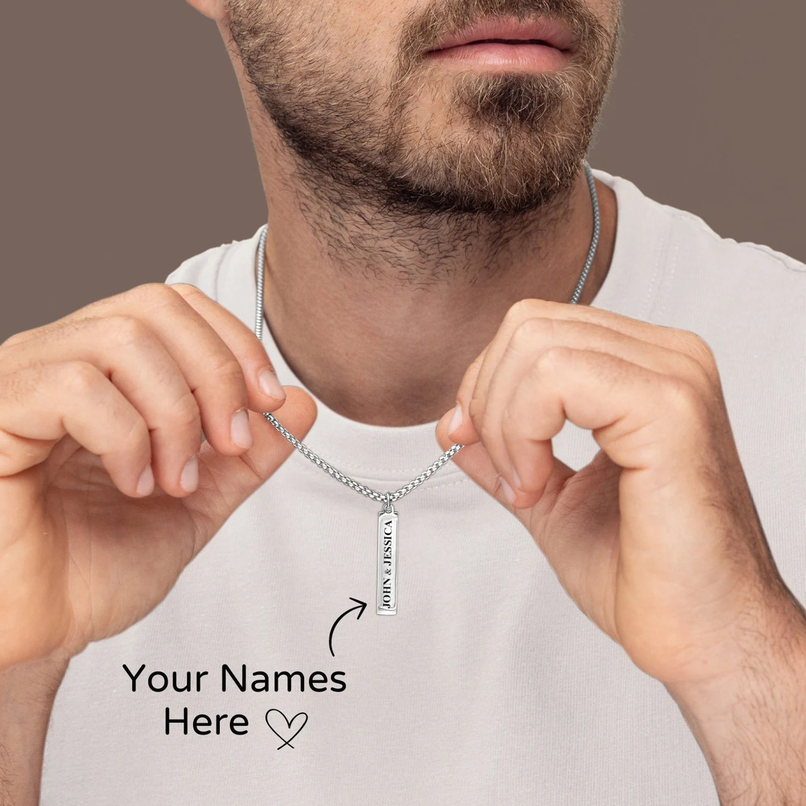 Custom Engraved Bar Pendant Necklace