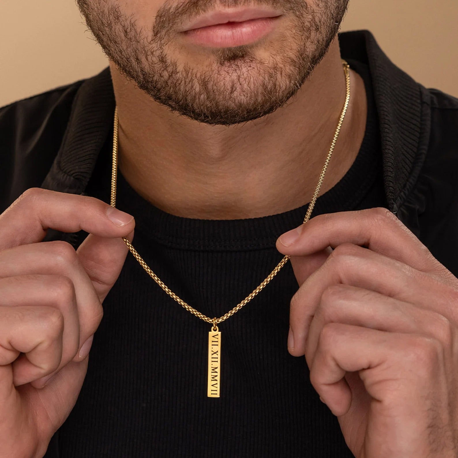 Custom Engraved Bar Pendant Necklace
