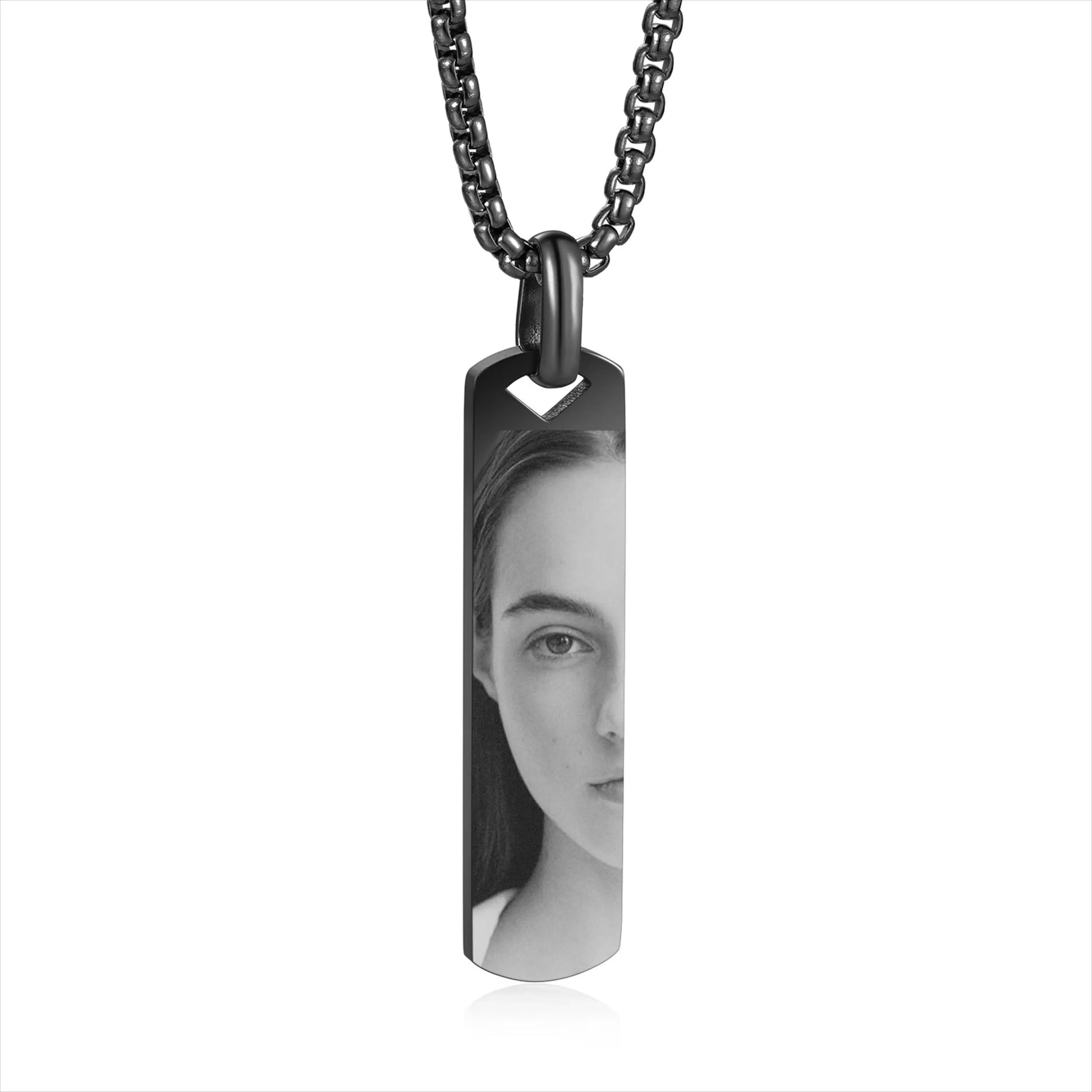 Custom Engraved Eye Photo Necklace