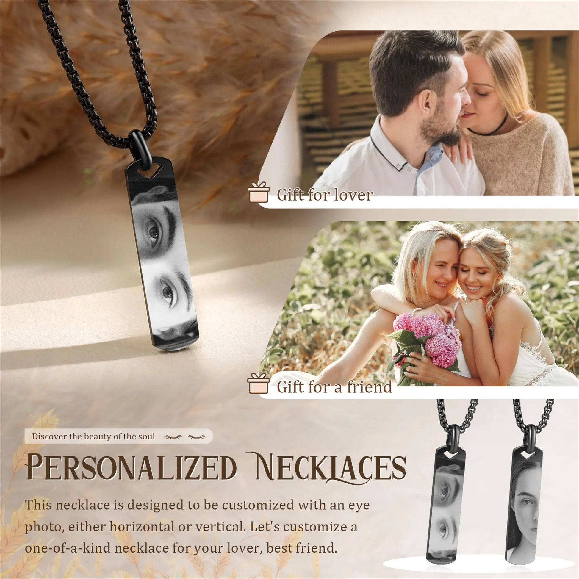 Custom Engraved Eye Photo Necklace