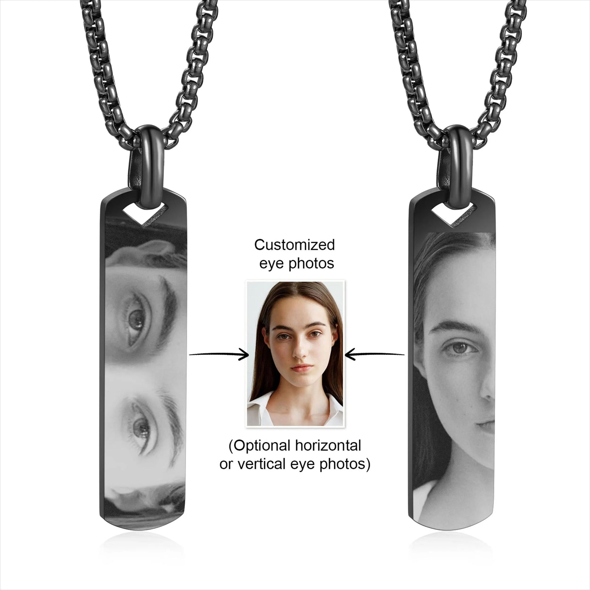 Custom Engraved Eye Photo Necklace