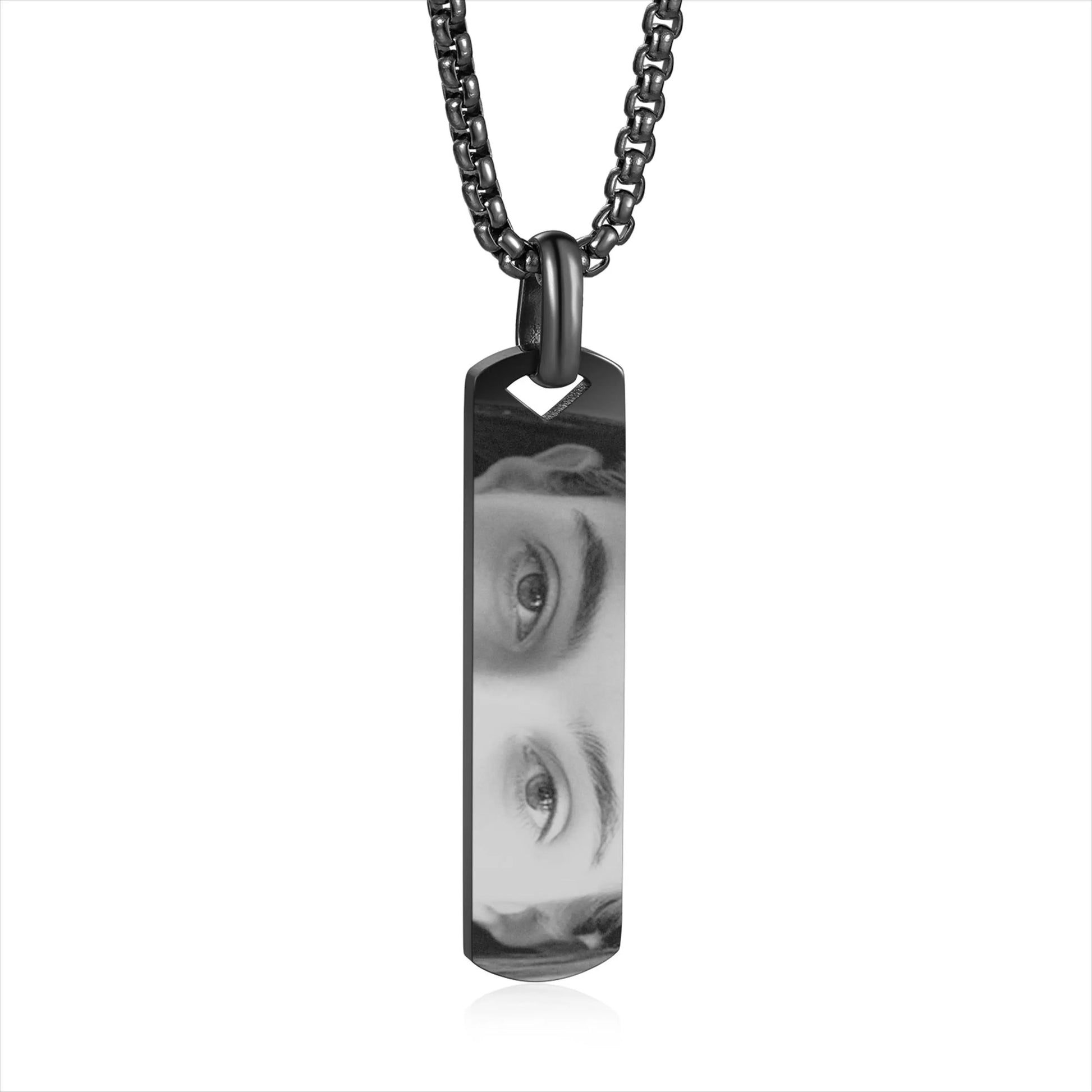 Custom Engraved Eye Photo Necklace