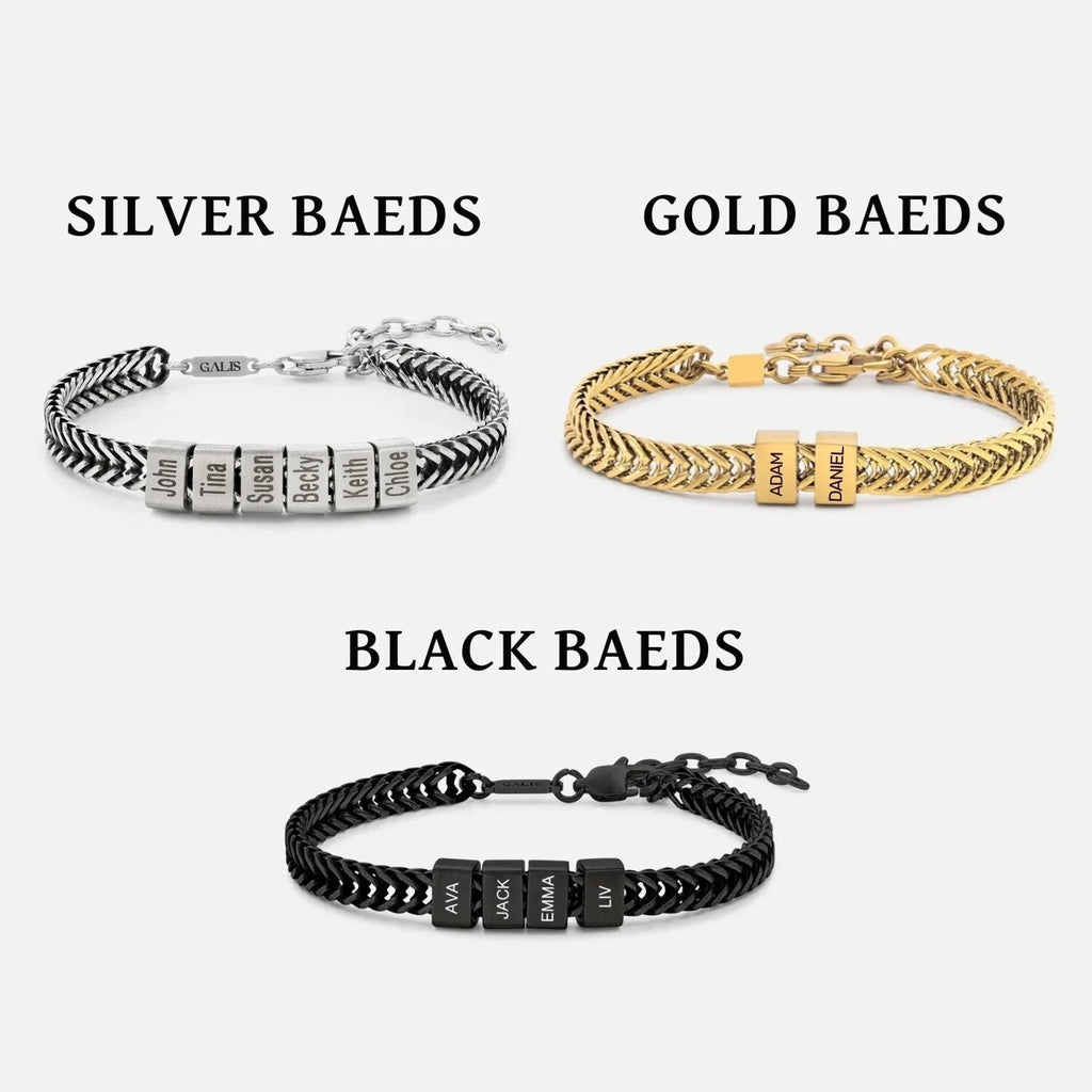 Custom Family Name Gold Bracelet for Dad | Engraved Kids' Names