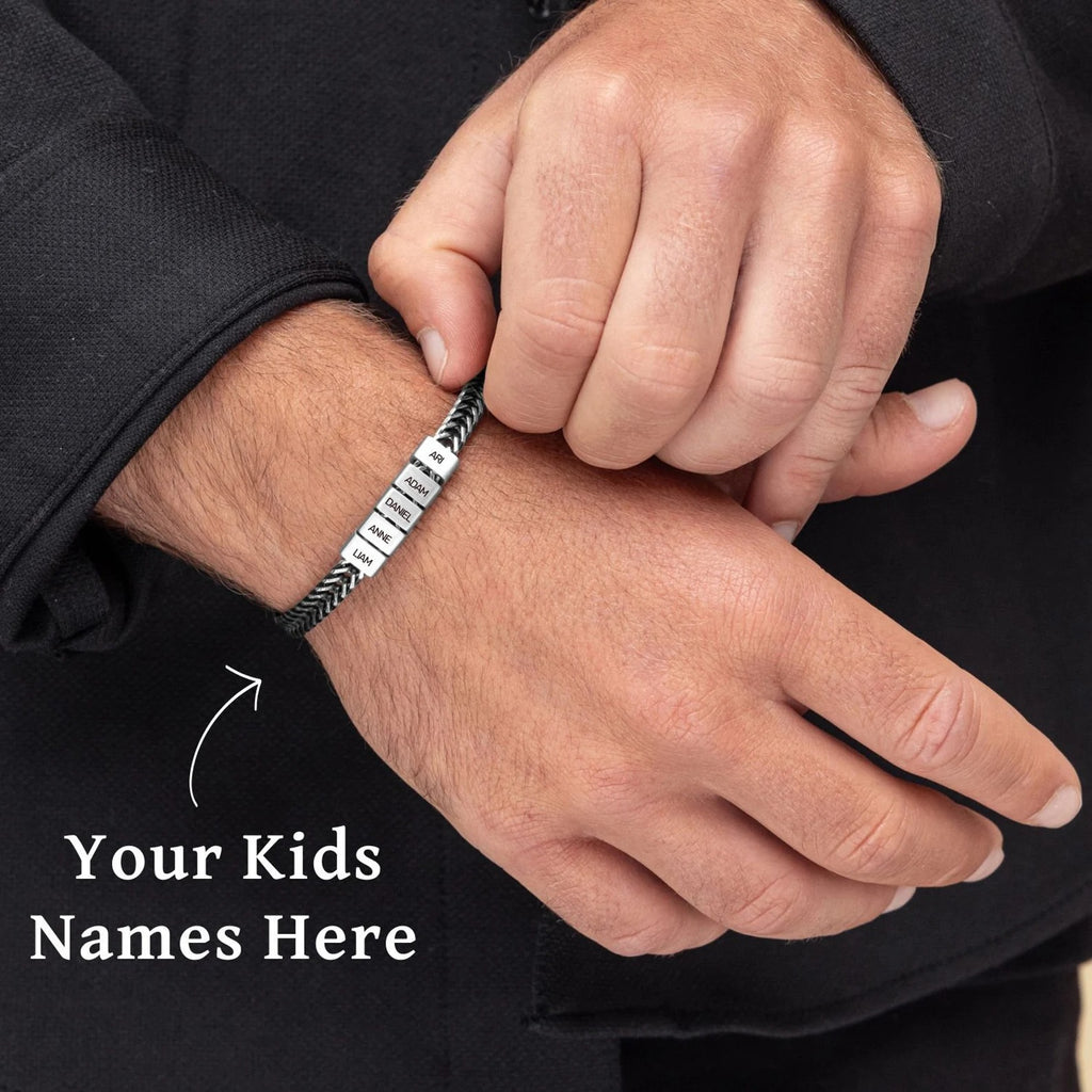 Custom Family Name Gold Bracelet for Dad | Engraved Kids' Names
