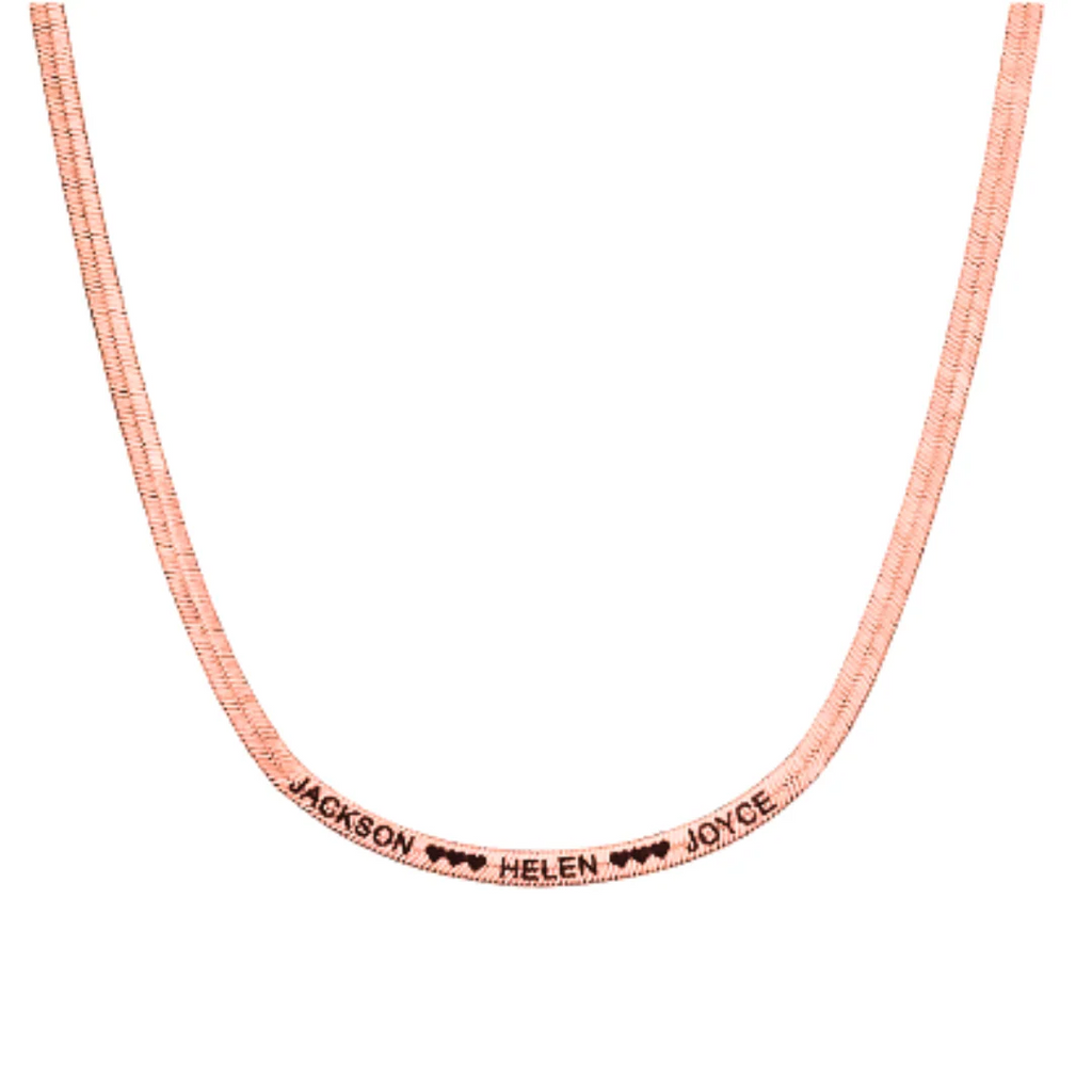 Custom Name Snake Chain Necklace - Personalized Letter & Date Engraving